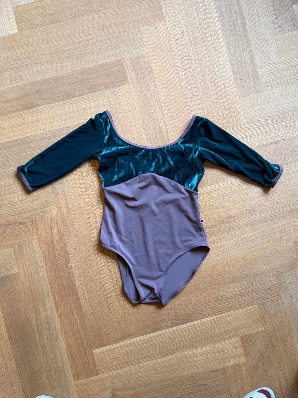 Yumiko Leotard Anna-Duo Techni/Velvet-Half-Sleeves × 1 XL , brown and teal